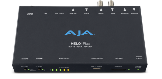 HELO Plus is a compact, advanced H.264 streaming and recording stand-alone appliance. HELO Plus offers both SDI and HDMI I/O with the capability to stream up to 1080p60 to a Content Delivery Network and record simultaneously. Two separate streaming destinations can be set up, and recordings can be made to a combination of SD card, USB storage, and NFS or SMB network storage. HELO Plus also provides Picture-In-Picture and graphics functionality in hardware for compelling presentations made simple.