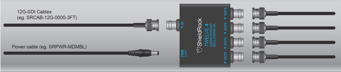 Shieldrock TWELVE4 - 12G Re-Clocking SDI DA -1:4 - HD Source