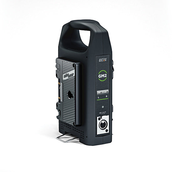 Gold Mount Battery Charger, Charge two Batteries simultaneously or provide battery power to XLR inputs. Anton Bauer at HD Source.