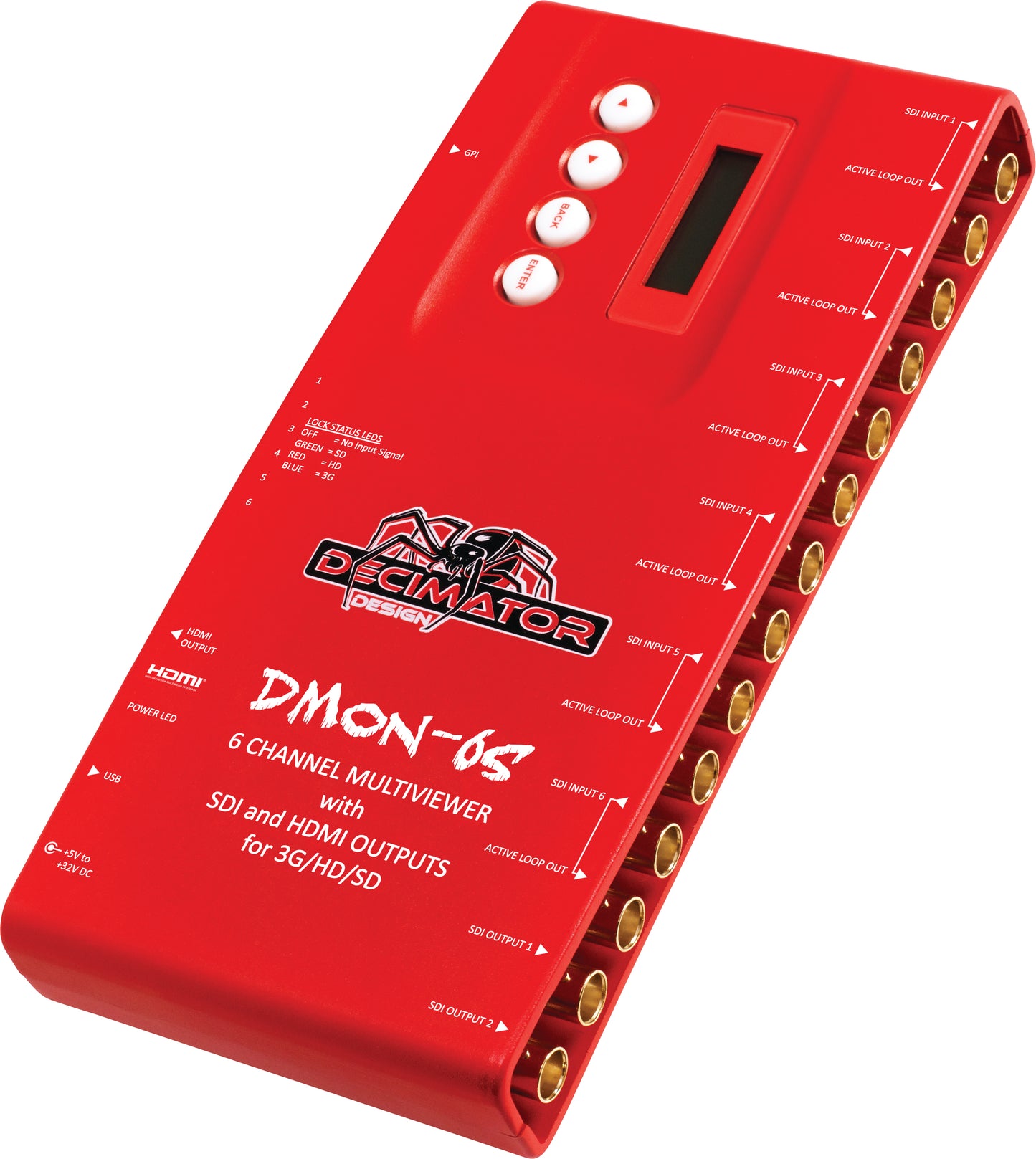 Decimator DMON-6S: 6 Channel Multi-Viewer w/ HDMI & SDI Outputs for 3G/HD/SD - HD Source