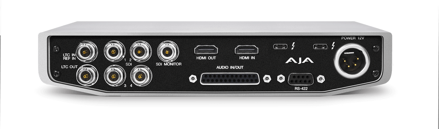 AJA IO-4K-PLUS-R0 12-bit 4K/UltraHD/HD I/O via Thunderbolt 3, with 12G-SDI and HDMI 2.0 I/O, AC adapter (Thunderbolt cable not included) - HD Source