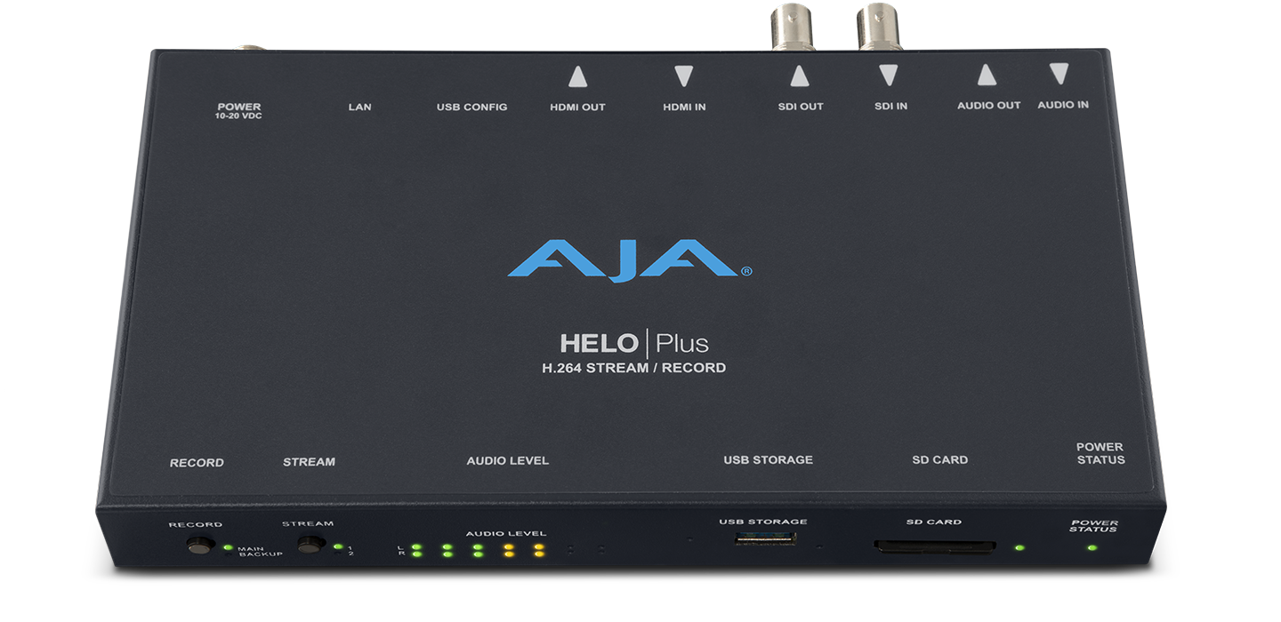 HELO Plus is a compact, advanced H.264 streaming and recording stand-alone appliance. HELO Plus offers both SDI and HDMI I/O with the capability to stream up to 1080p60 to a Content Delivery Network and record simultaneously. Two separate streaming destinations can be set up, and recordings can be made to a combination of SD card, USB storage, and NFS or SMB network storage. HELO Plus also provides Picture-In-Picture and graphics functionality in hardware for compelling presentations made simple.