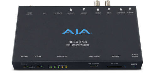HELO Plus is a compact, advanced H.264 streaming and recording stand-alone appliance. HELO Plus offers both SDI and HDMI I/O with the capability to stream up to 1080p60 to a Content Delivery Network and record simultaneously. Two separate streaming destinations can be set up, and recordings can be made to a combination of SD card, USB storage, and NFS or SMB network storage. HELO Plus also provides Picture-In-Picture and graphics functionality in hardware for compelling presentations made simple.