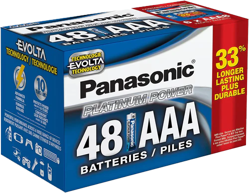 Panasonic PLATINUM POWER Alkaline Batteries Evolta Technology-AAA-48pk - HD Source