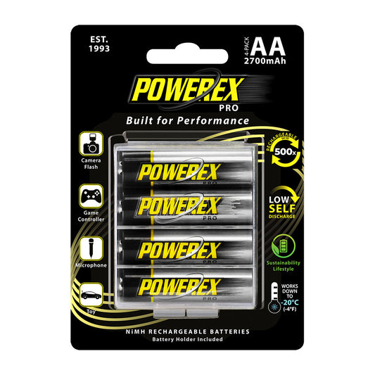Powerex PRO AA Rechargeable NiMH Batteries (1.2V, 2700mAh) - 4-Pack (2nd Gen) - HD Source
