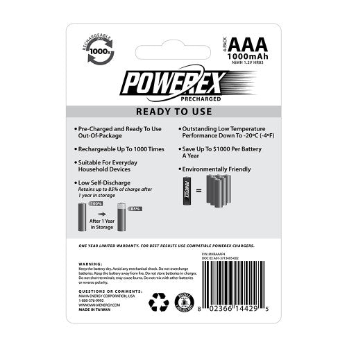 Powerex Precharged AAA 1000mAh (4-pack) - HD Source
