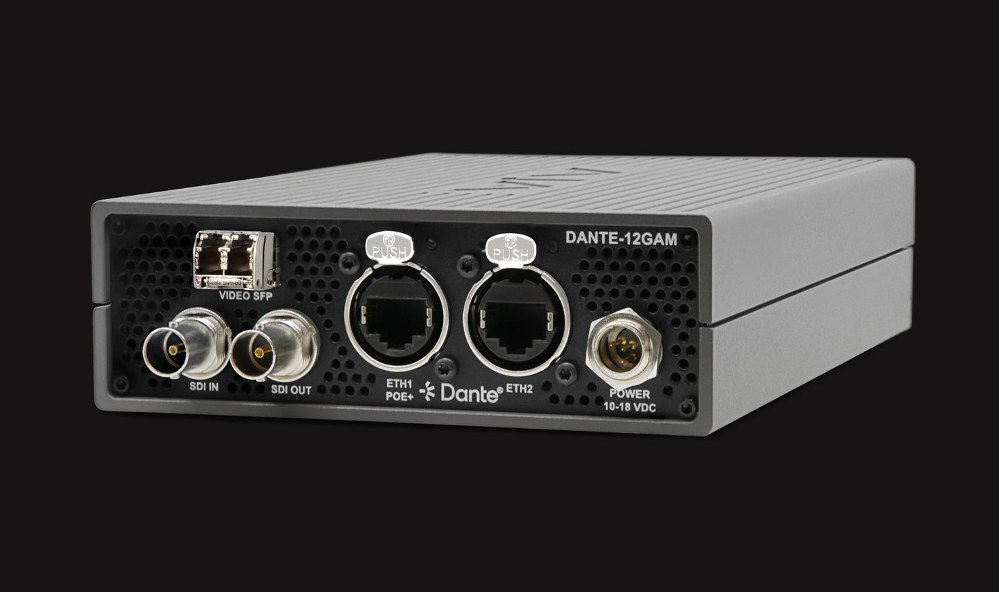 AJA DANTE-12GAM Dante®, AES67 and SMPTE ST 2110-30 SDI Audio Embedder/Disembedder