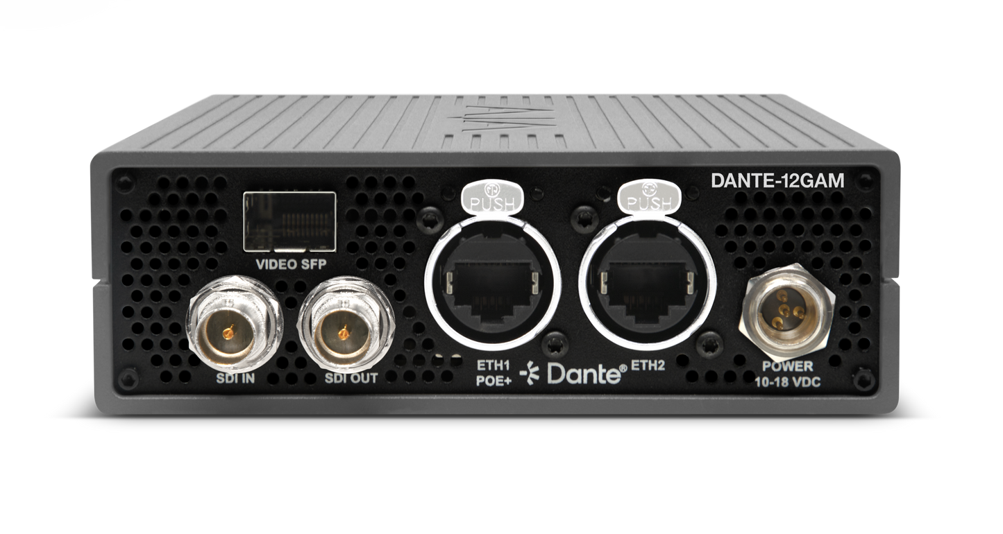 AJA DANTE-12GAM Dante®, AES67 and SMPTE ST 2110-30 SDI Audio Embedder/Disembedder