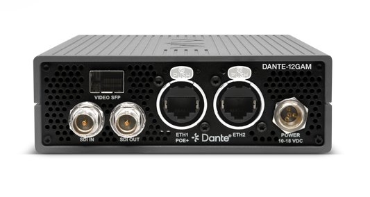 AJA DANTE-12GAM Dante®, AES67 and SMPTE ST 2110-30 SDI Audio Embedder/Disembedder