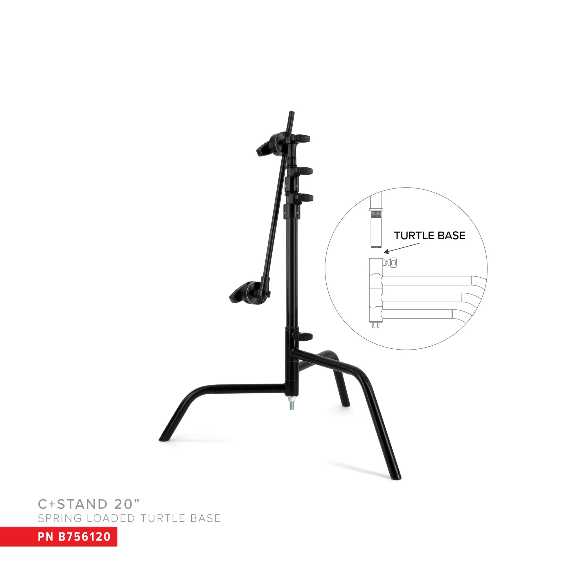 MSE C+Stand w/Grip Head & Arm D/R Spring Loaded 20" Black - HD Source