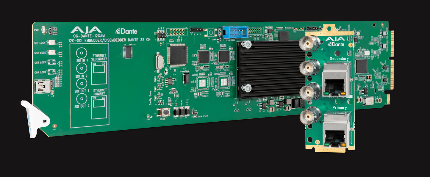 AJA OG-DANTE-12GAM openGear 12G-SDI/DANTE 64-Channel Embedder/Disembedder